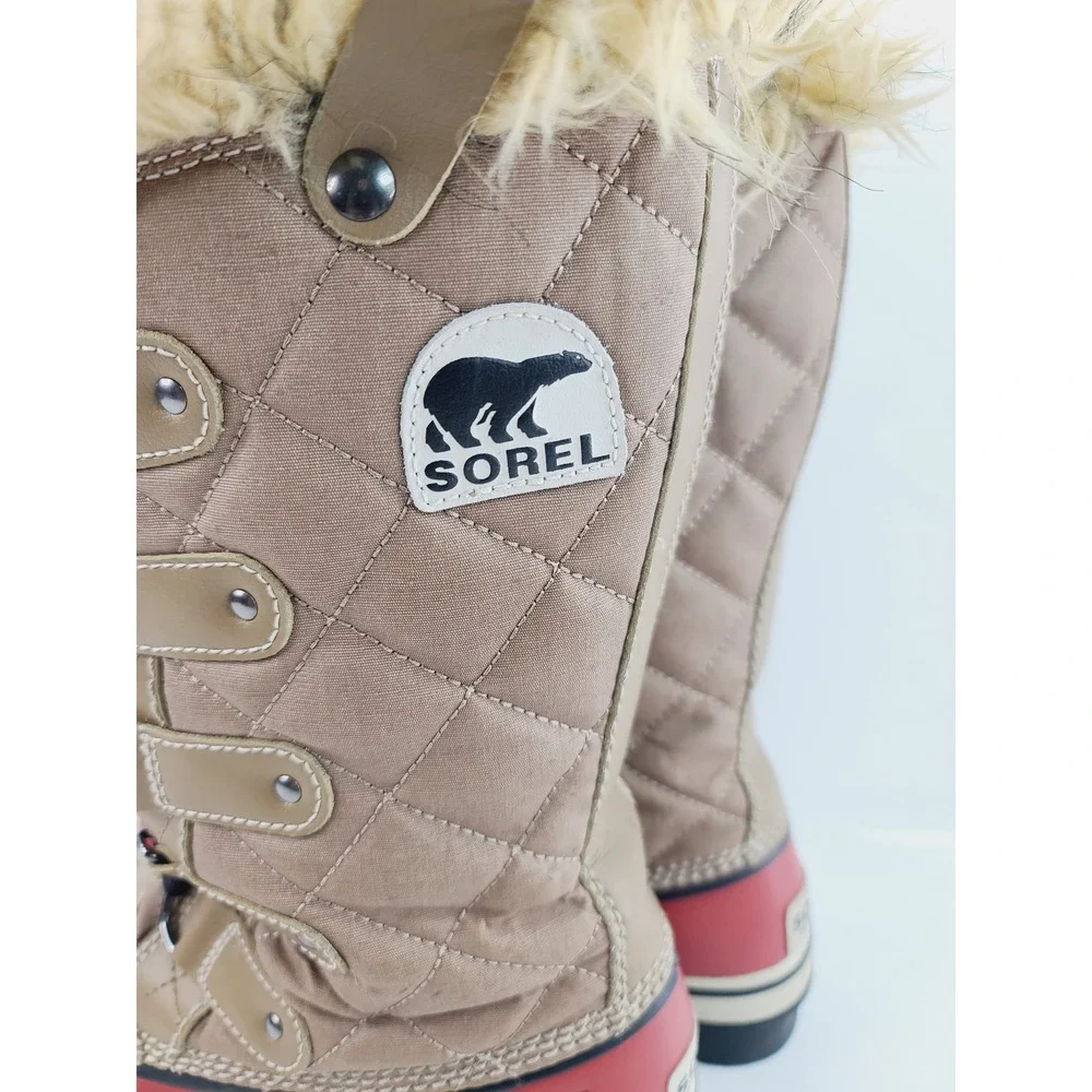 Sorel Insulated Faux Fur Lace-Up Snow Winter Boots Women's Size 7 Brown‎ Red.